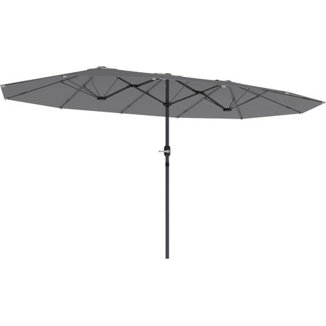 Doppelter Sonnenschutz 436 x 260 cm, UV-beständiger Stahlsonnenschutz mit Handkurbel, oval, dunkelgrau