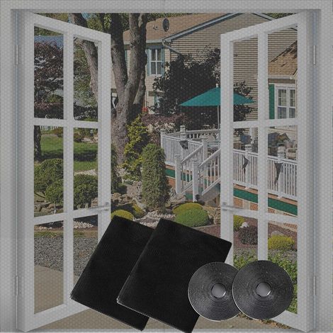 Fenster-Moskitonetz, universelles transparentes Fenster-Moskitonetz, selbstklebendes Moskitonetz, Moskitonetz zum Selbermachen, Heimwerkerbedarf, maximale Fenstergröße 130 x 150 cm (2er-Pack, Schwarz)