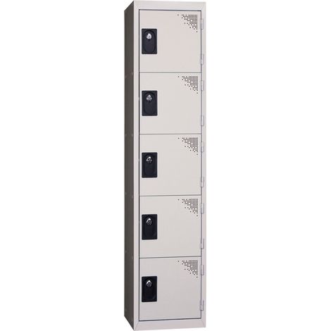 PROVOST - Vestiaire monobloc 1 colonne - 5 cases en acier gris