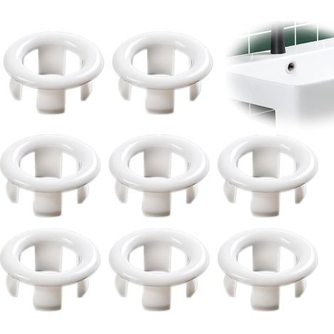 CCYKXA 8pcs Sink Overflow Ring - Overflow Stopper Ring, Round Hole Sink Trim, Bathroom Sink Overflow Ring Cover (White) (1/5)