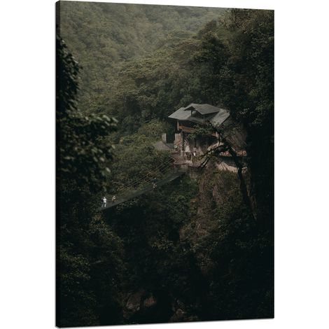 Leinwanddruck Naturhaus in den Bergen 80x120 cm