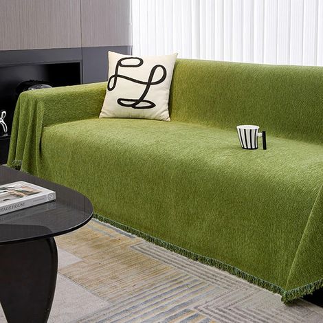Housse canapé d’angle 3 places vert matcha, grande taille 180x230 cm (1/5)