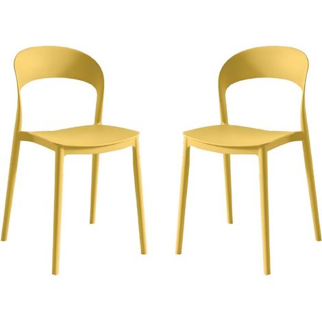 Set 2 Sedie Impilabili in polipropilene da cucina 40x39x78 cm Colore Senape LUNA Colore Senape