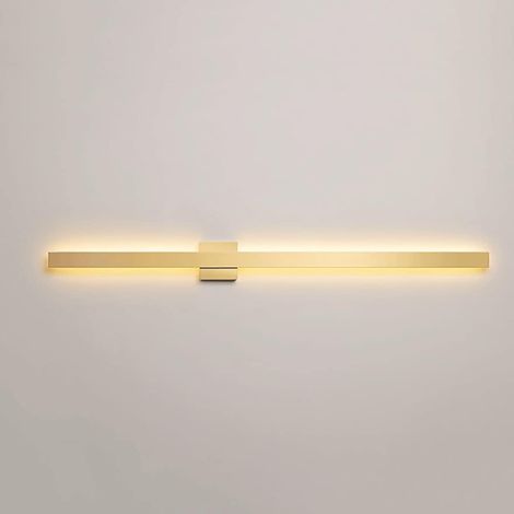 Lampe de rondelle de mur de fond d'intérieur, applique murale à longue bande en métal en aluminium, lumières d'ambiance décoratives de salon à LED modernes, applique murale latérale d'escalier doré si (1/5)