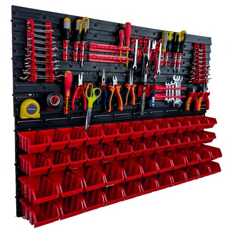 Panneau à outils d'atelier 115 x 78 cm + 50 plateaux (1/5)