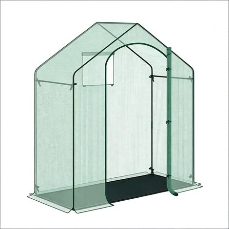 Serre de jardin avec porte zippée et fenêtre enroulable, 200x80x200 cm, acier et PE vert
