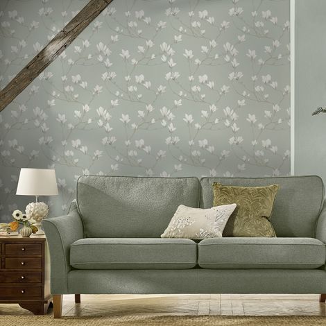 Papier peint intissé Laura Ashley Magnolia Grove pale eau de nil 1005 x 52cm Vert (1/5)