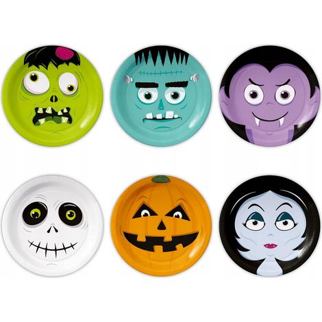 Platos de monstruos de Halloween de 18 cm, 6 unidades. (1/2)