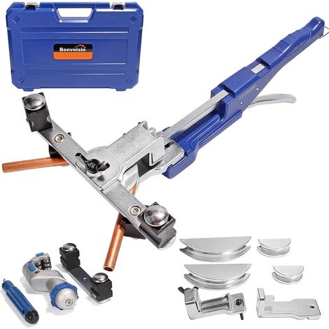 Manual tube bender for 10-22mm (3/8"-7/8") copper tubes, 0-90° bending range with tube cutter and debarker. Reamer (forward and reverse bending of 10-22mm)