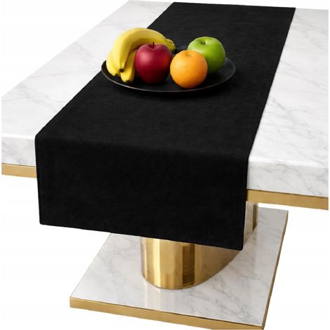 Runner da tavola in velluto nero per tavolo 40x140 cm, liscio, classico, colori dei runner da tavola