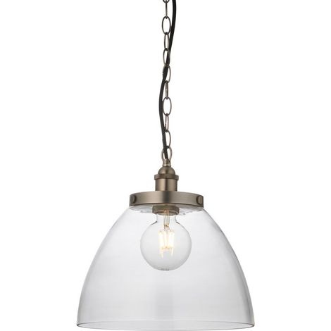 Endon Hansen Grand Suspension de plafond en forme de dôme, peinture argent brossé