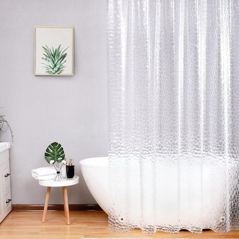 Duschvorhang Transparent Wasserdicht mit Magneten 150x200 Hexagon Muster (1/5)