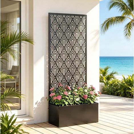 Hochbeet mit Rankgitter 45 x 21,5 x 110 cm, schwarz, Metall HAVRYA (1/4)