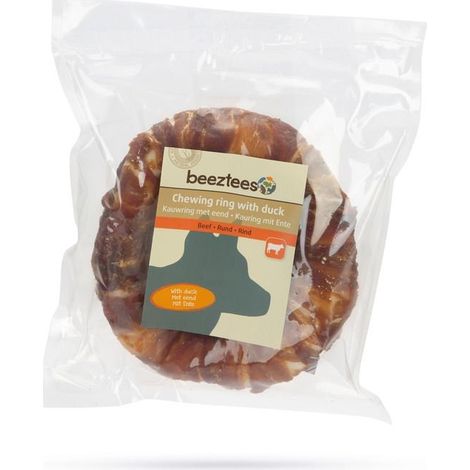 Beeztees Kauring aus Rinderhaut mit Ente Ø 12,5 cm Kausnack Kauartikel