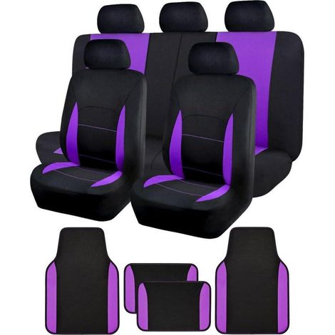 Ensemble housses de siège auto universelles et tapis de sol violets (1/5)