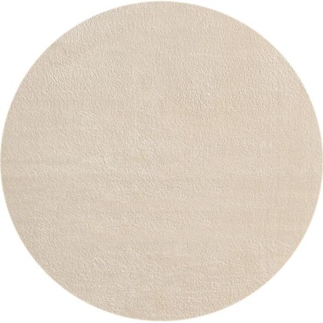 FLOORNOVO Hochflor Teppich rund einfarbig - Ø 120 cm - Besonders Weicher Teppich Wohnzimmer & Badezimmerteppich - Pflegeleicht - vielseitig einsetzbar im Innenbereich (1/2)