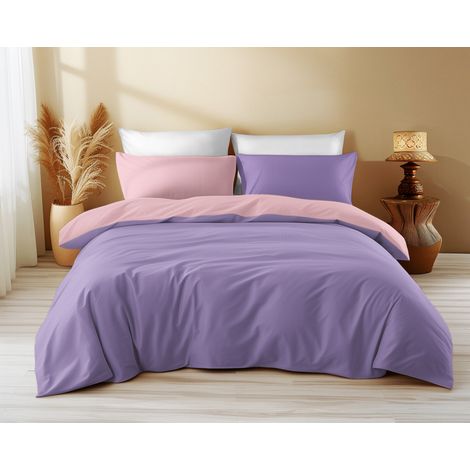 Copripiumino Double Face Viola/Lilla - 100% Cotone, Morbido e Traspirante, Made in Italy Cm. 155X200