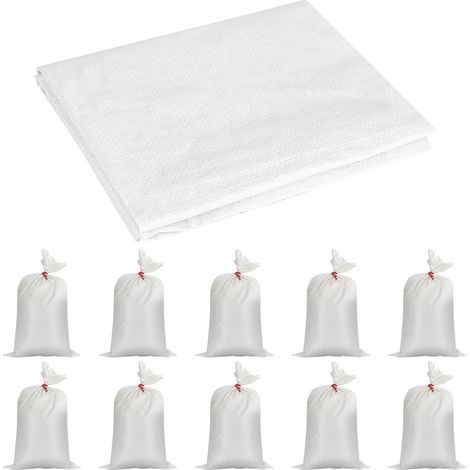 Set of 10 polypropylene fabric bags - 80 x 50 cm - Grain bags - Flood bags - Storage bags - Garden bags - Rubble bags - Fabric bags - Large bag for sand, dirt (1/5)