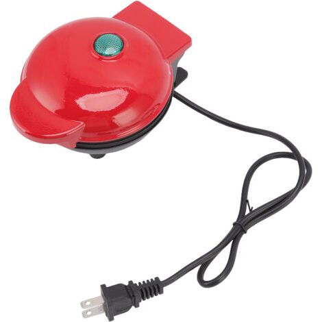 Machine à Gaufres Mini Rouge Antiadhésive Portable pour Petit Déjeuner, Prise US 100‑120V, Forme Ronde (1/5)