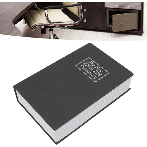 Tirelire coffre-fort imitation livre, de taille moyenne, avec serrure, noire. (1/5)