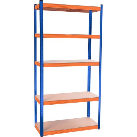 Aga Metallregal 180x90x40 cm 5 Böden Blau/Orange (1/5)