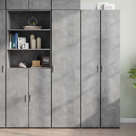 Highboard Betongrau 45x42,5x185 cm Holzwerkstoff (1/5)