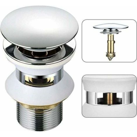Bonde de lavabo avec trop-plein pop-up automatique – Laiton chromé – Hauteur 98 mm – Diamètre 66 mm – Installation facile 1-1/4 - BAIN 1-1 (1/5)