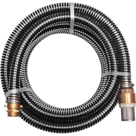 Tuyau d’aspiration 7 m – Ø 25 mm – Raccords en laiton – Clapet de pied inclus – Pompe de jardin (1/5)
