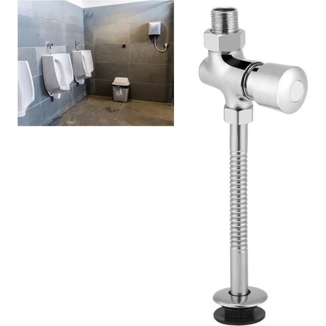 Wall Mounted Urinal Flush Valve, Zinc Alloy Push Button Faucet, Manual Timing and Automatic Closing for Toilet Bathroom (1/5)