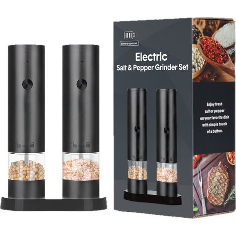 Macinapepe elettrico, modello doppio ricaricabile con base, macinino automatico, macina sale marino e macina spezie. (1/4)