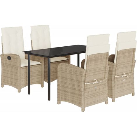 Set comedor de jardín 5 pzas con cojines ratán sintético beige vidaXL (1/5)
