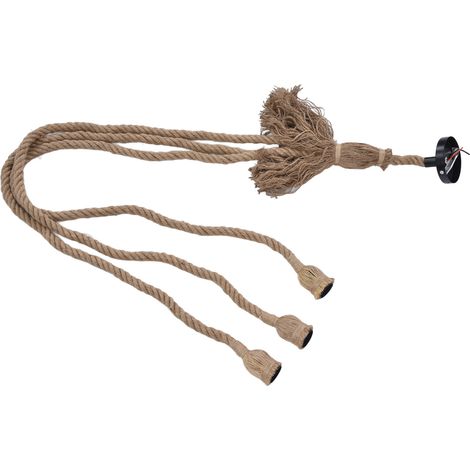Cordon lumineux vintage en chanvre pour suspension, 1,5 m, avec douille à 3 ampoules, 85-265 V. (1/5)