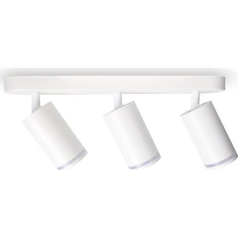 Plafonnier spots I 3 Spots Douilles GU10 Pivotants Orientables I Blanc mat I Livré sans Ampoules Éclairage de Plafond Interieur pour Cuisine Salon (1/5)