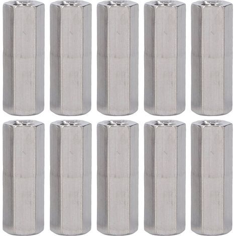 Sechskant-Kupplungsmutter M6x1 L30mm, Gewindestangenverbinder aus rostfreiem Edelstahl 304, 10 Stück (1/5)