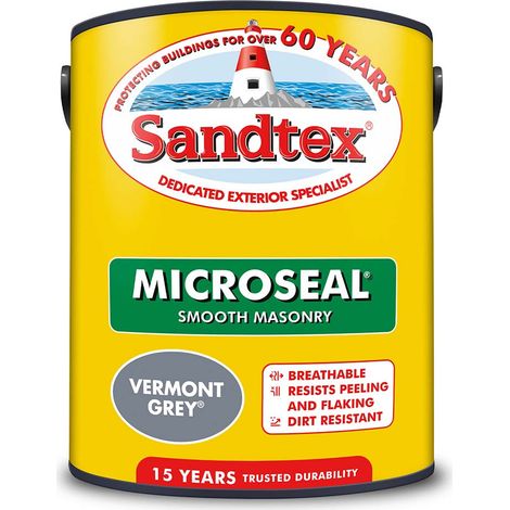 Sandtex 15 Year Microseal Smooth Masonry - Vermont Grey - 5L