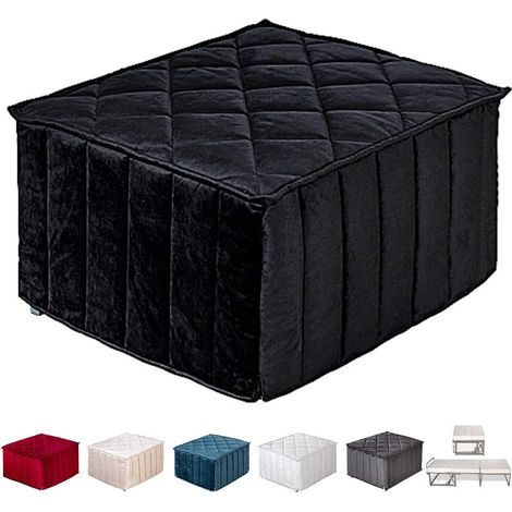EVERGREENWEB Pouf che diventa Letto Singolo con Materasso Waterfoam alto 10 cm - "SUITE", Salvaspazio Pieghevole per Camera Cameretta Soggiorno Puff Poggiapiedi Ottomano, tessuto VELLUTO Sfoderabile, (1/5)