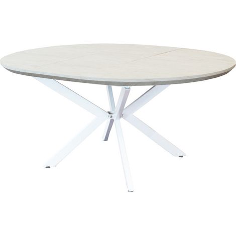 Tavolo rotondo allungabile con piano in MDF e struttura in metallo 120/160x120xH76 cm Garry -  Bianco