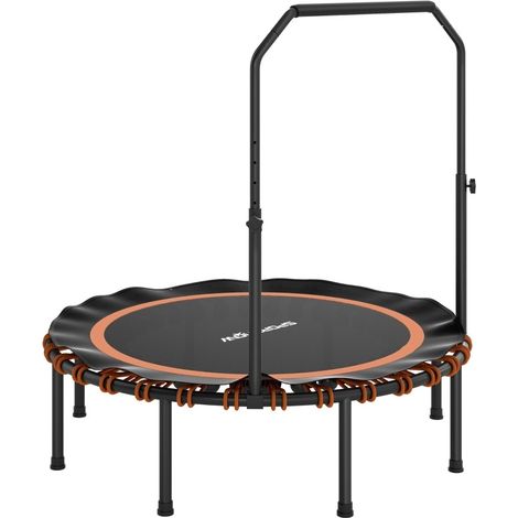 Trampolino fitness con maniglione regolabile, acciaio, nero (1/5)