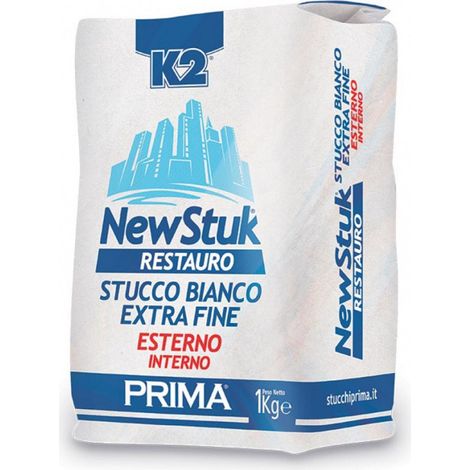 New stuk restauro 1kg stucco in polvere bianco per interni ed esterni (1/2)