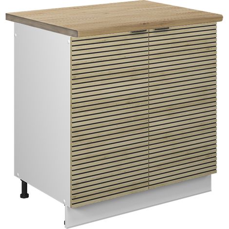 Spülenunterschrank Fame-Line, Eiche Paneel, 80 cm , AP Eiche, Vicco