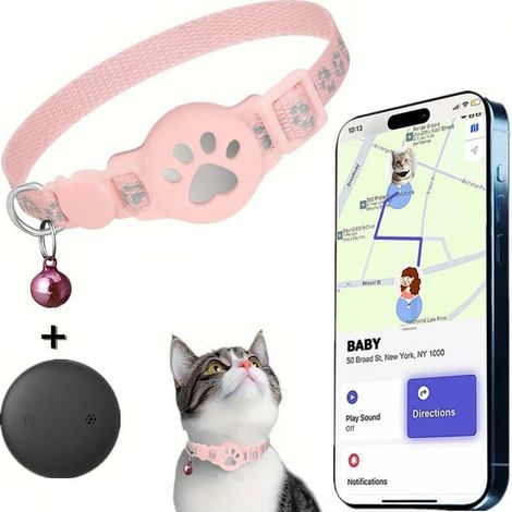 Traceur GPS en temps réel pour chats - Sans abonnement mensuel, avec application de localisation et collier Bluetooth. (1/5)