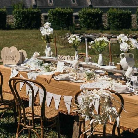 CHEMIN DE TABLE JUTE ET DENTELLE 36 CM X 5 M Beige, Ivoire, Crème, Écru, Naturel, Taupe (1/5)