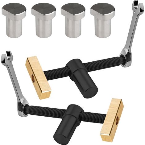 Set di 2 morse da banco con 4 cani da banco, morsetto per giunzioni per fori da banco da 20 mm, morsa di posizionamento, clip da scrivania regolabile, accessorio da banco per fissaggio rapido