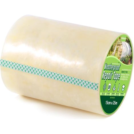 15cm x 25m Ruban de Réparation Transparent pour Serre et Polytunnel - 6mil en Polyéthylène - Scellage et Couture (1/5)