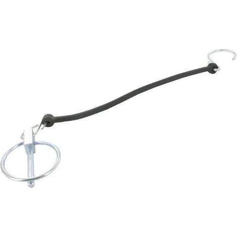 Goupille clip de sécurité acier diamètre 6mm avec cordon caoutchouc et crochet de fixation en S (1/2)