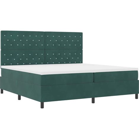 Maison Exclusive - LED Boxspringbett mit Matratze Dunkelgrün 200
