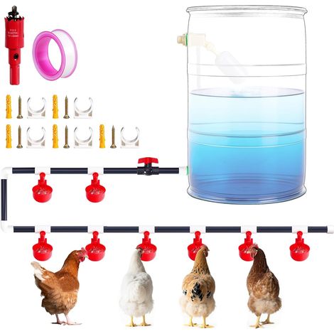 Abreuvoir Automatique pour Poules en PVC Kit avec Raccord en T, Tuyau PVC et Régulateur de Pression – Système d’Alimentation en Eau pour Volailles (1/5)