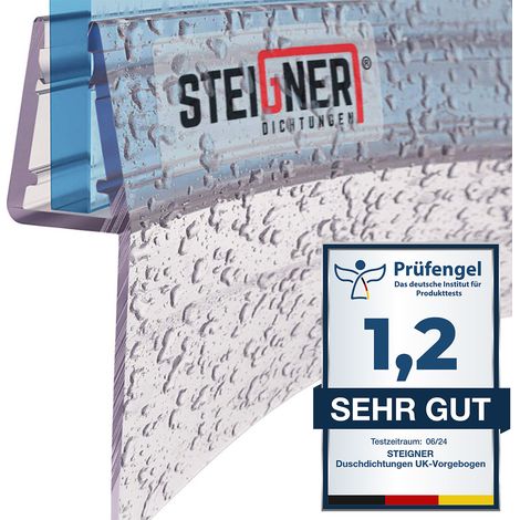 STEIGNER Duschdichtung, 190cm, Glasstärke 6/7/ 8 mm, Vorgebogene PVC Ersatzdichtung für Runddusche, UK05