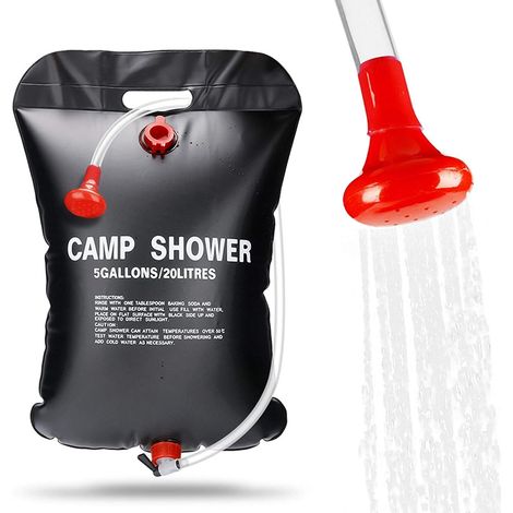 Sac de Douche Solaire,20l Solaire Douche de Camping Sac de Douche Pliant Portatif Extérieur pour Douche avec Flexible Commutable Tête de Douche Chauffe Eau Solaire pour Randonnée Escalade (1/5)