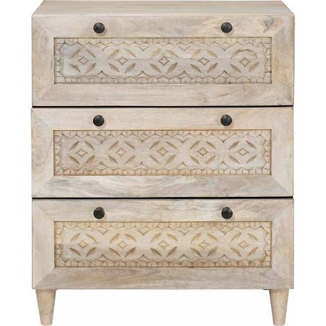 Buffet,Bahut,Meuble de Rangement Blanc 60 x 33 x 75 cm bois de manguier massif CFW56209 (1/5)